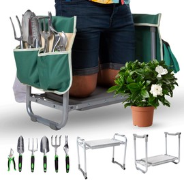 Garden Kneeler and Seat with Soft Foam Pad - Six Gardening Tools - Bags and Gloves -Gardenig Work Seats - Gardening Supplies - Gardening Gifts for Men and Women - Garden Kneeling Bench with Handles.