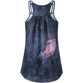 Hibelle Womens Workout Tops, Summer Yoga Shirts Racerback Strappy Activewear Running Sports Gym Athletic Tie Dye Lounge Wear Quick Dry Loose Fitting Basic Tank Top Black Pink Large