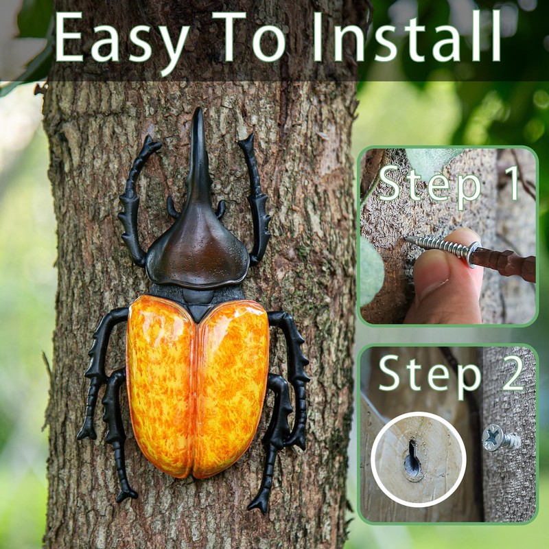 Decorative Glass Beetle Night Light, Orange Illuminated Body, Black Metal