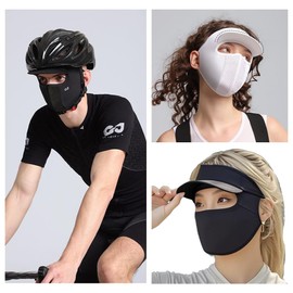 WULALA GOFUN Summer Cooling Face Cover, For Bicycles, UPF50+ UV Protection, Breathable, Sweat Absorbent, Quick Drying, Includes Hat, 3D Fit, Men's, Women's, Cycling, Outdoor (Black) Compatible with