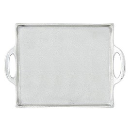 Santa Barbara Design Studio Serving Tray With Handles Rectangular Aluminum Platter, Small, Silver
