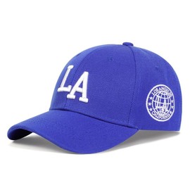 Children LA Letter Embroidery Baseball Caps Spring Autumn Outdoor Adjustable Casual Hats Boy Girl Travel Sunscreen Hat:_blue