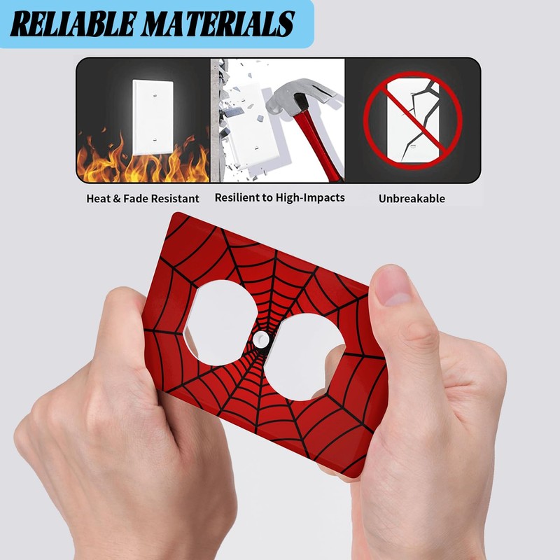 Duplex Receptacle Outlet Covers,Red Black Spider Web 1-Gang Single Duplex
