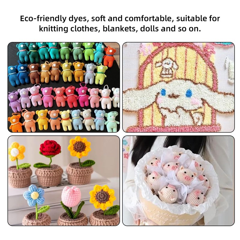 ACESOME 4Pcs Milk Cotton Yarn, Soft Knitting Yarn 4 Balls