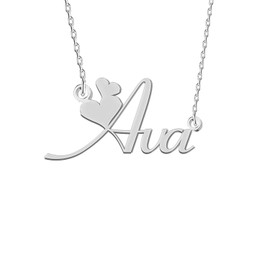 GR35Z9 Ava Name Necklace Silver for Women Dainty Stainless Steel Initial Pendant Jewelry for Mom