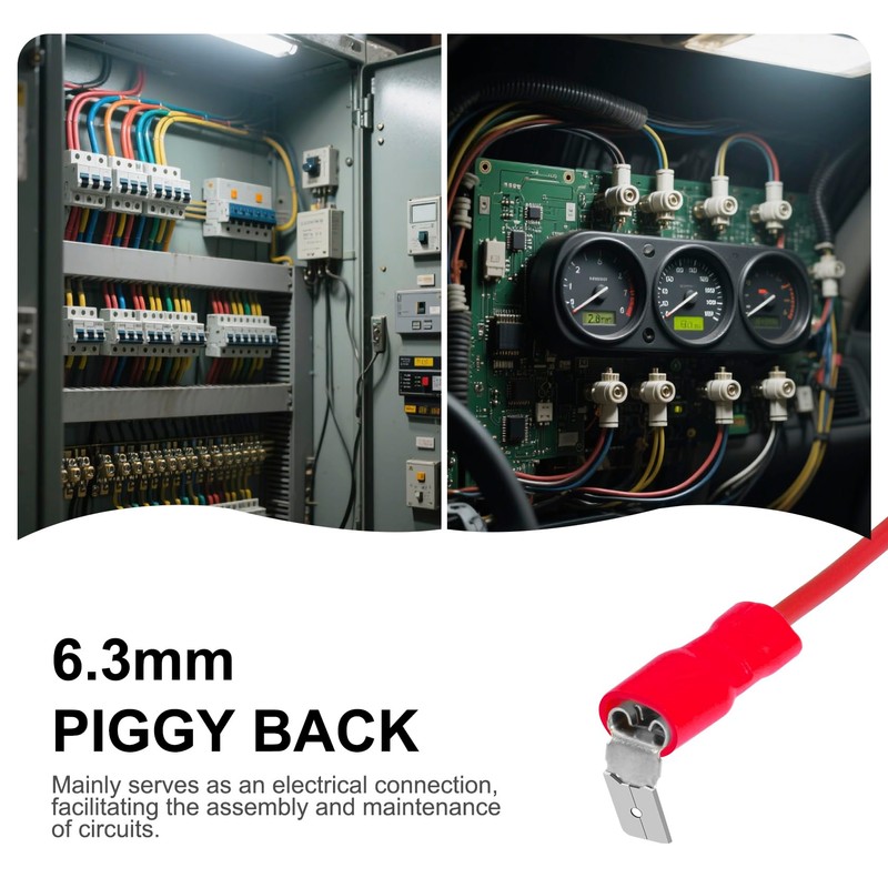 Heschen Piggyback Spade Crimp Terminal Connector 0.5-1.5mm², 22-16 AWG, Red,