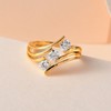 TJC Moissanite Three Stone Ring for Women in 18ct Yellow