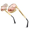 GQUEEN Retro Round Circle Steampunk Sunglasses for Women Men Polarized