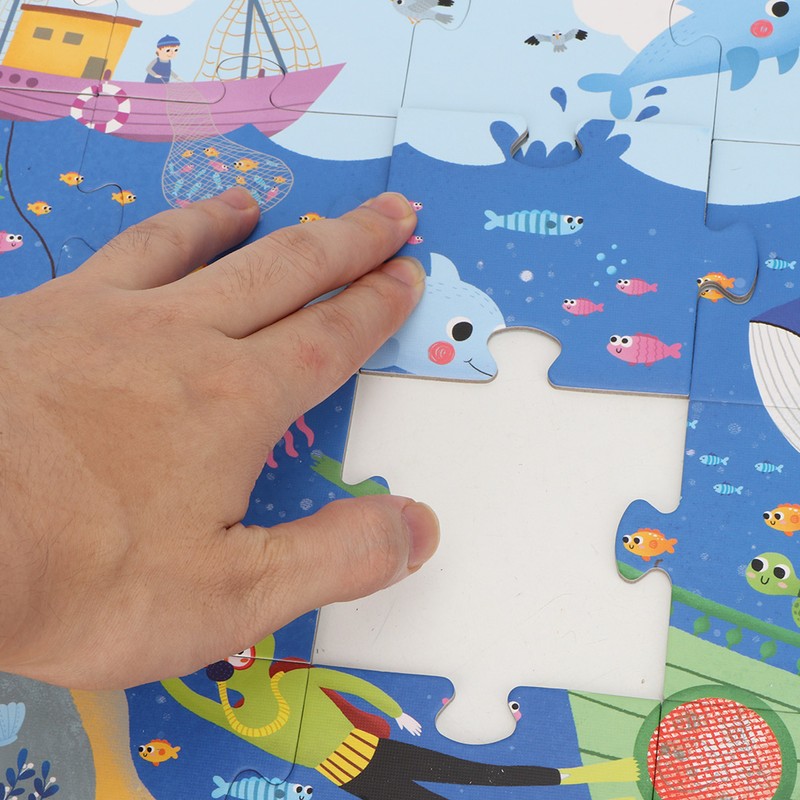 Cartoon Ocean Forest Puzzle Building Blocks Educational Toy Set with