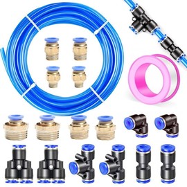 XINTAIHELE Air Line Tubing Kit,5/16Inch(8mm) ODx 32.8FT Polyurethane PU Tube and Push to Connect Fittings,with Compressed Pipe and Accessories Kit