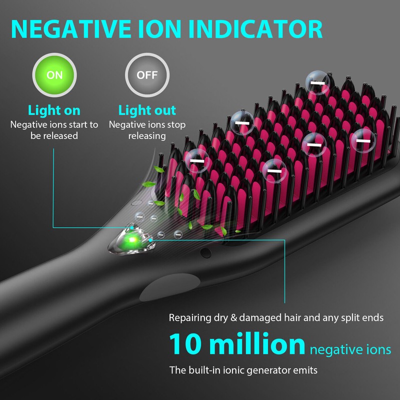 MiroPure Ionic Hair Straightening Straightener Brush Comb 30s Fast Heating