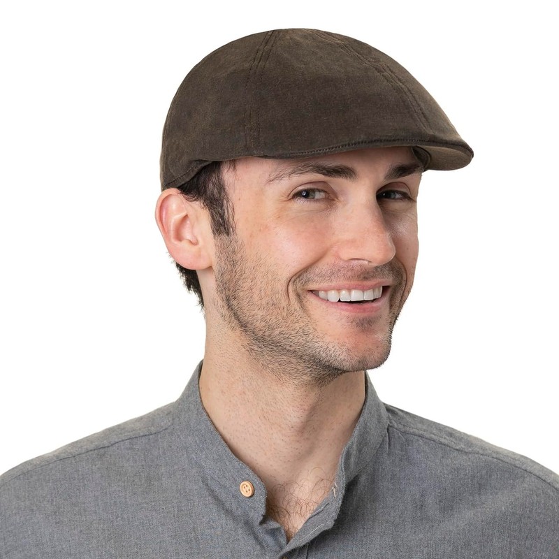 Stetson Level Distressed Cotton Duckbill Flat Cap Medium Brown