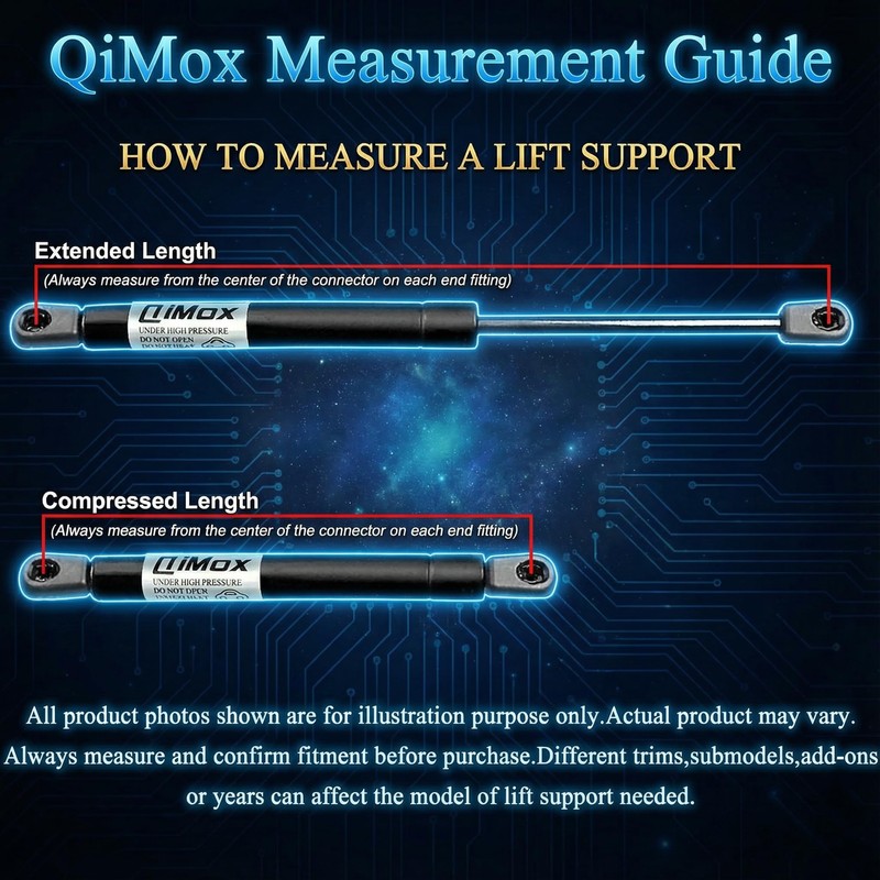 Qty(2) QiMox Rear Window Glass Lift Supports Shock Struts Compatible