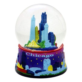 Chicago Snow Globe - 65MM Blue, Chicago Snow Globes, Chicago Souvenirs