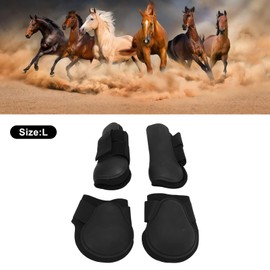 Horse Tendon Boots Open Front/Fetlock Boot for Horse, 4Pcs Horse Front Rear Leg Boots Obstacle Jumping Leggings Boots Horse Leg Protection Gear(L)