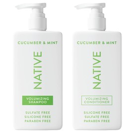 Native El Champú y Acondicionador Contienen Ingredientes Derivados Naturalmente | Todo Tipo de Cabello Color y Tratado de Fino A Seco Dañado, Libre de Sulfatos y Tintes - Pepino y Menta, 16.5 FlOz Cad