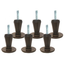 Steel Stem Plastic Bed Frame Glide | Sturdy Bed Frame Legs | Set of 6 | Protect Your Floor by Changing Your Bed Wheels with These Bed Frame Feet | Dark Brown | Set of 6