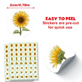 Sunflower Labels Stickers Sunflowers Flowers Fall Theme Party Decor for Autumn Holiday Festival Supplies Kid Boy Girl 1st Birthday Party Baby Shower Decorations Photography 240 PCS Photo Booth Props
