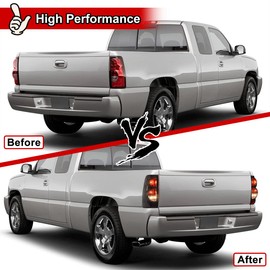 Nixon Offroad Tail Lights for Chevy Silverado 1500 2500 3500 1999-2006 / GMC Sierra 1500 2500 3500 1999-2002 Tail Lamps LED Rear Lights Car Rear Lamps Assembly Replacement (Matte Black/Smoke Lens)