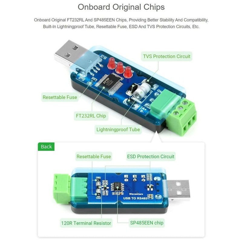 Hsthe Sea Industrial USB to RS485 Converter, TVS Diode Protection