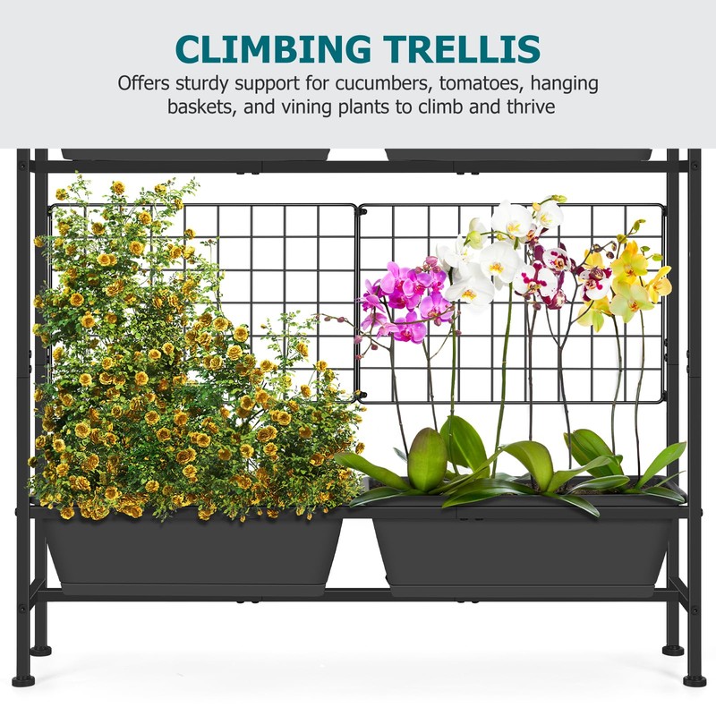 OYEAL Raised Garden Bed with Legs & Trellis, 32" Tall