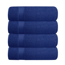 BELZZI Home Ultra Soft 4 Pack Oversized Bath Towel Set 27x54, Cotton Compact Bath Towels, Highly Absorbant Eco-Friendly Quickdry & Lightweight Towel, Ideal for Gym Travel Camp Pool - Navy Blue