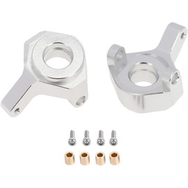 Pothyes SCX24 Front Steering Knuckles for 1/24 RC Crawler Axial Aluminum Upgrades Parts - 2Pcs (Silver)