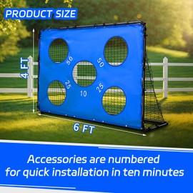 WinnerWhy 2 in 1 Soccer Goal Portable Soccer Goal for Teen Soccer Net Soccer Training Net Detachable Metal Target Goal Net with Ground Nails for Sports Gam Indoor Outdoor e(6 x 4 Foot)