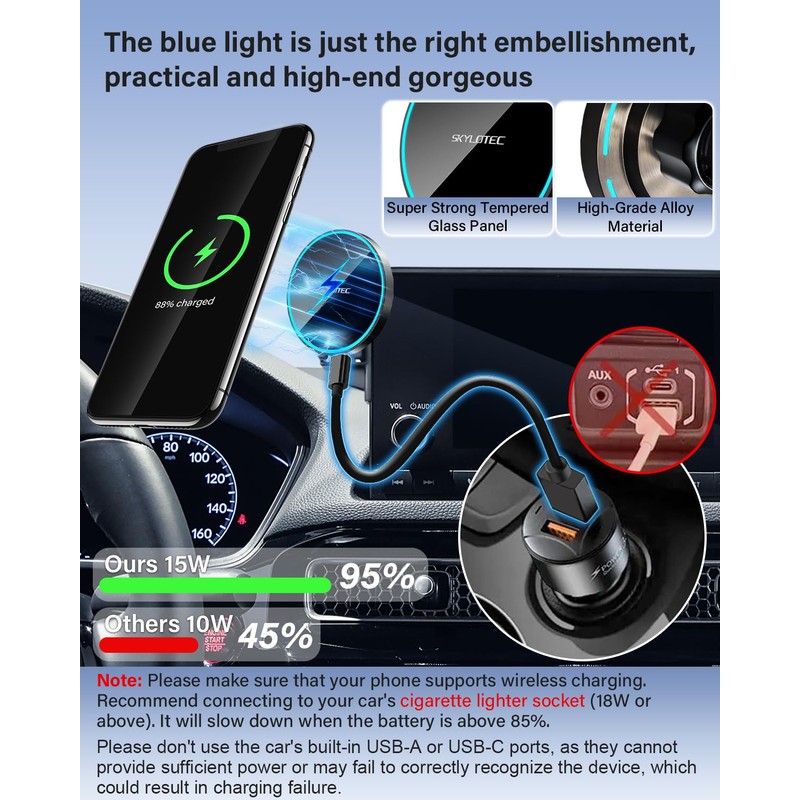 SKYLOTEC 15W Magnetic Charger Phone Holder for Mercedes-Benz GLC 2020-2022