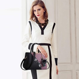 NICOLE & DORIS Handbags fashionable women's handbags for ladies flower pattern crossbody bags splicing color shoulder bags Purple