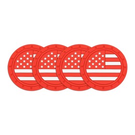 Lyxheth 4PCS Car Cup Holder Coasters, Car Cup Pads, Colored American Flag US Flag Insert Car Cup Coaster, Car Accessories 2.75 Inch Anti Slip Shockproof Embedded Drink Mat for Vehicles (Orange Red)