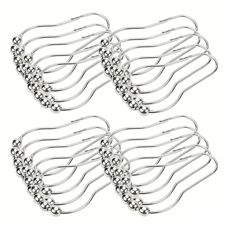 Shower Curtain Hooks Rings, Rustproof Stainless Steel Double Sliding Shower