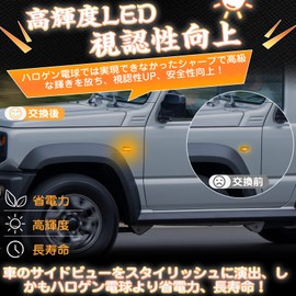 GemPro Suzuki New Jimny JB64W JB74W LED Side Turn Signal, Side Marker, Flowing Turn Signal Function, SUZUKI JIMNY H30.7 - High Brightness, High Brightness, Hifra Prevention, Genuine Replacement Type,