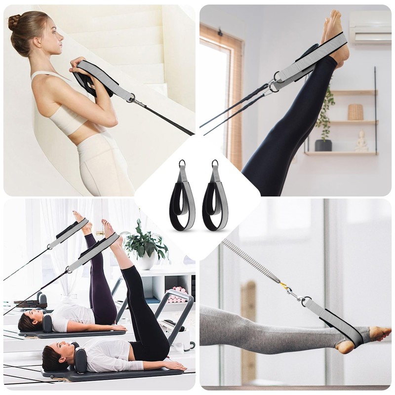 2PCS Pilates Double Loop Strap for Reformer Fitness D-Ring Straps