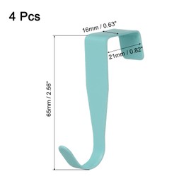 uxcell Over The Door Hook,4 Pack - Carbon Steel Cabinet Door Single Hooks, Metal Door Hanger for Home Kitchen Decoration (Blue)