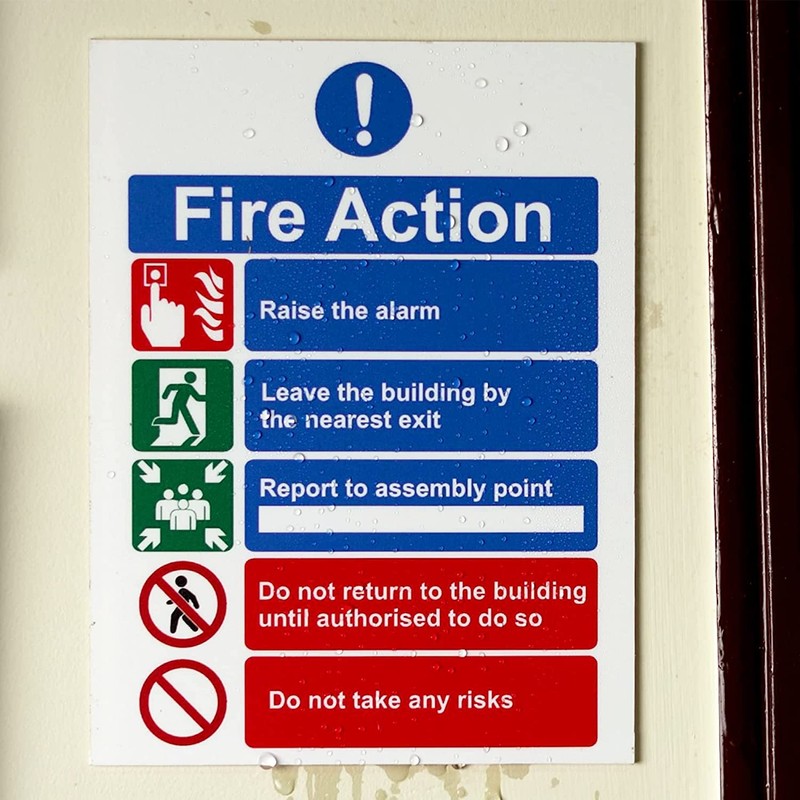 Stcky Fire Action Notice Vinyl Sign - 15 x 20