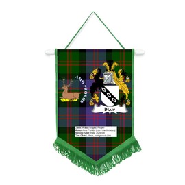 Blair Scottish Clan Scotland Car/Wall Pennant With Green Border Great Souvenir