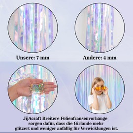 jijAcraft Tinsel Curtain Party Background, Transparent Colourful Streamers Background, Foil Fringe Curtain for Graduation, Birthday, Engagement, Christmas Party Decorations