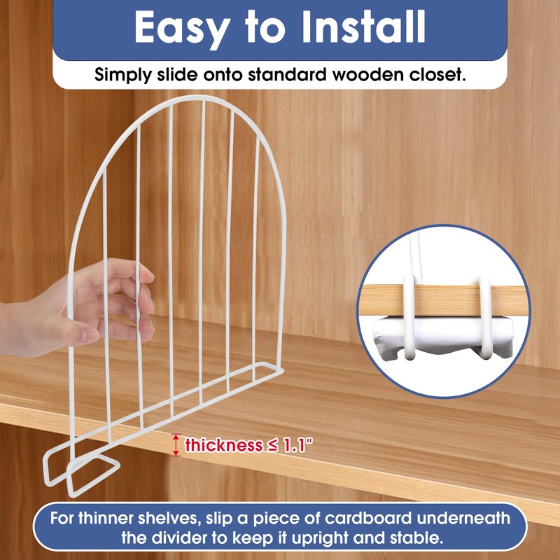 SSAWcasa Tall Shelf Dividers, 8 Pack 12’’ Shelf Dividers for