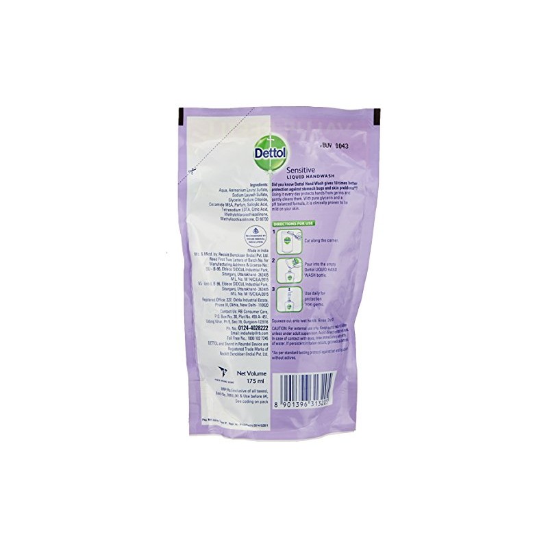 Dettol Sensitive pH Balance Handwash Refill Pouch - 175 ml