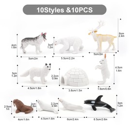 Gukasxi Polar Animals Pack of 10 Realistic Animal Figures Plastic Penguin Polar Bear Action Model for Early Learning Toy Birthday Cupcake Toppers for Children and Adults