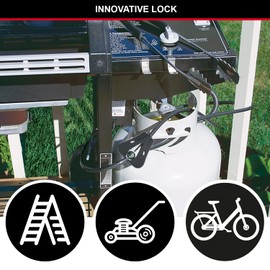 Master Lock 8418EURD Verstellbares Kabelschloss mit Schüsselschloss [Kabel einstellbar von 30 cm bis 1,8 m] [Python] - Ideal für Sportausrüstung, Werkzeuge und Gartenmöbel,Schwarz, Vinylbeschichtet