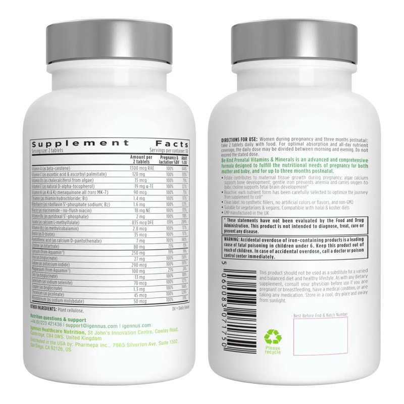 Multivitamínico Prenatal Igennus Metilado Para Mujeres, 60 C