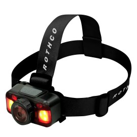 Rothco 600 Lumen LED Headlamp Rechargeable Headlight With Motion Sensor Lamp Flashlight - Black