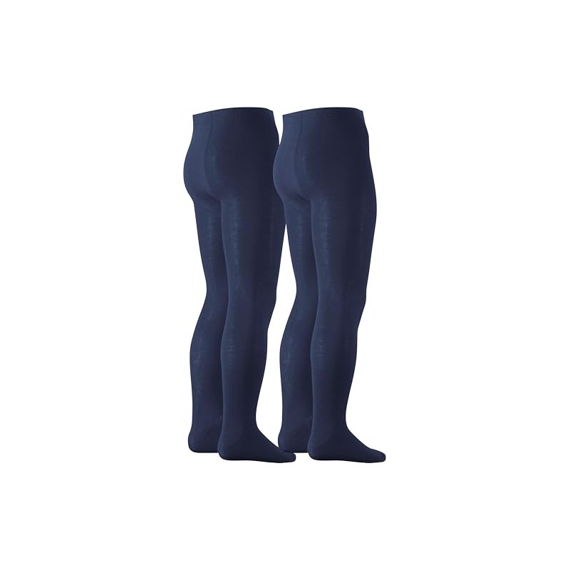 Playshoes Unisex Children's Thermal Warm Tights, navy double pack