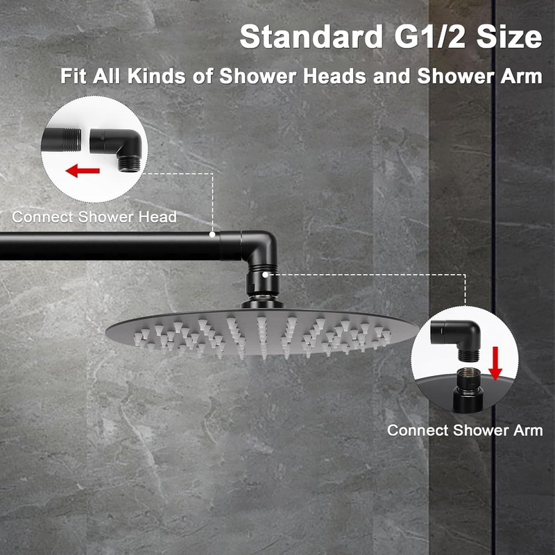 NearMoon Shower Elbow Adapter, Solid Brass G1/2" Shower Arm Extension