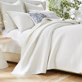 Greenland Home Monterrey Finely Stitched Cotton Quilt Set, 2-Piece Twin/XL, Antique White