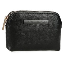 Pepe Jeans Elia Purses Wallets Purses Casual Faux Leather Wide Adjustable Straps Front Pocket By Joumma Bags, black, Wallet