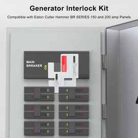 Beyamis Generator Interlock Kit Compatible with Eaton Cutler Hammer BR Series 150 and 200 amp Panels, 1 1/4-1 7/16 Inches Spacing Between Main and Branch Breaker, Professional Generator Interlock Kit