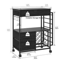 VENNQD Storage Cart Compatible with Cricut Machines Stand Cutting Machine Stand with Drawers and Vinyl Roll Holder Rolling Craft Cabinet Table for Cricut Craft Workstation for cart Craft Room (Black)